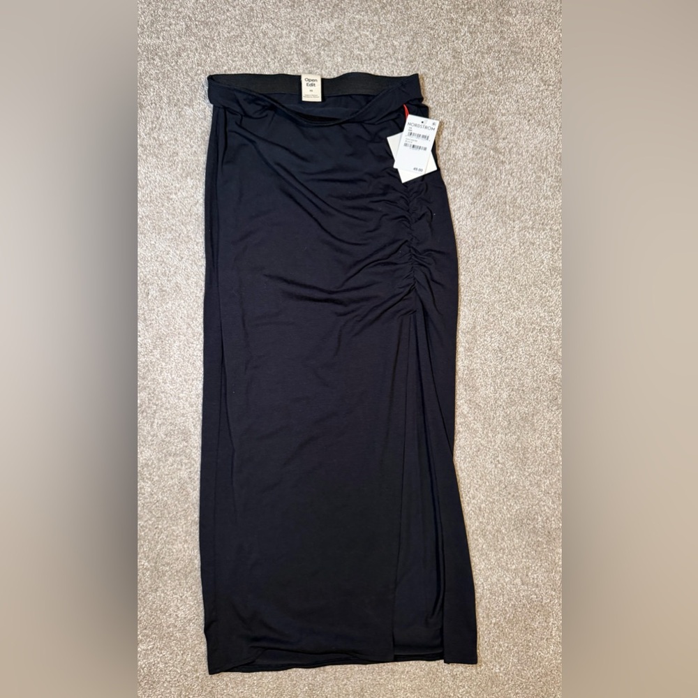 Nordstrom Black Pencil Skirt with Ruched Detail
